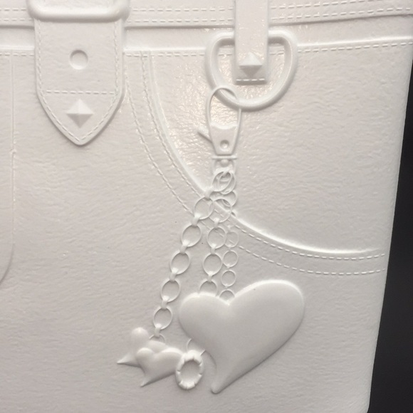 Great Bag Co. Designer Diamond White Rubber Tote Handbag Purse Rubber - Picture 8 of 16